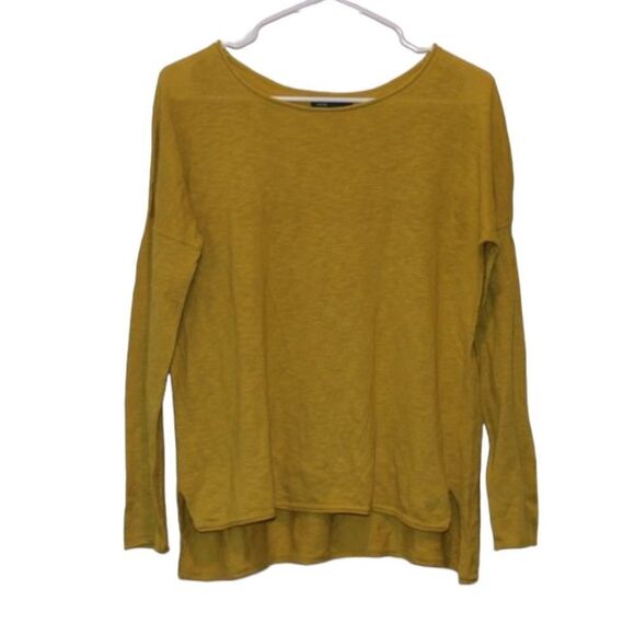 Vince Yellow Cotton Boat Neck Hi-Low Blouse Women's Size XS - Picture 1 of 9